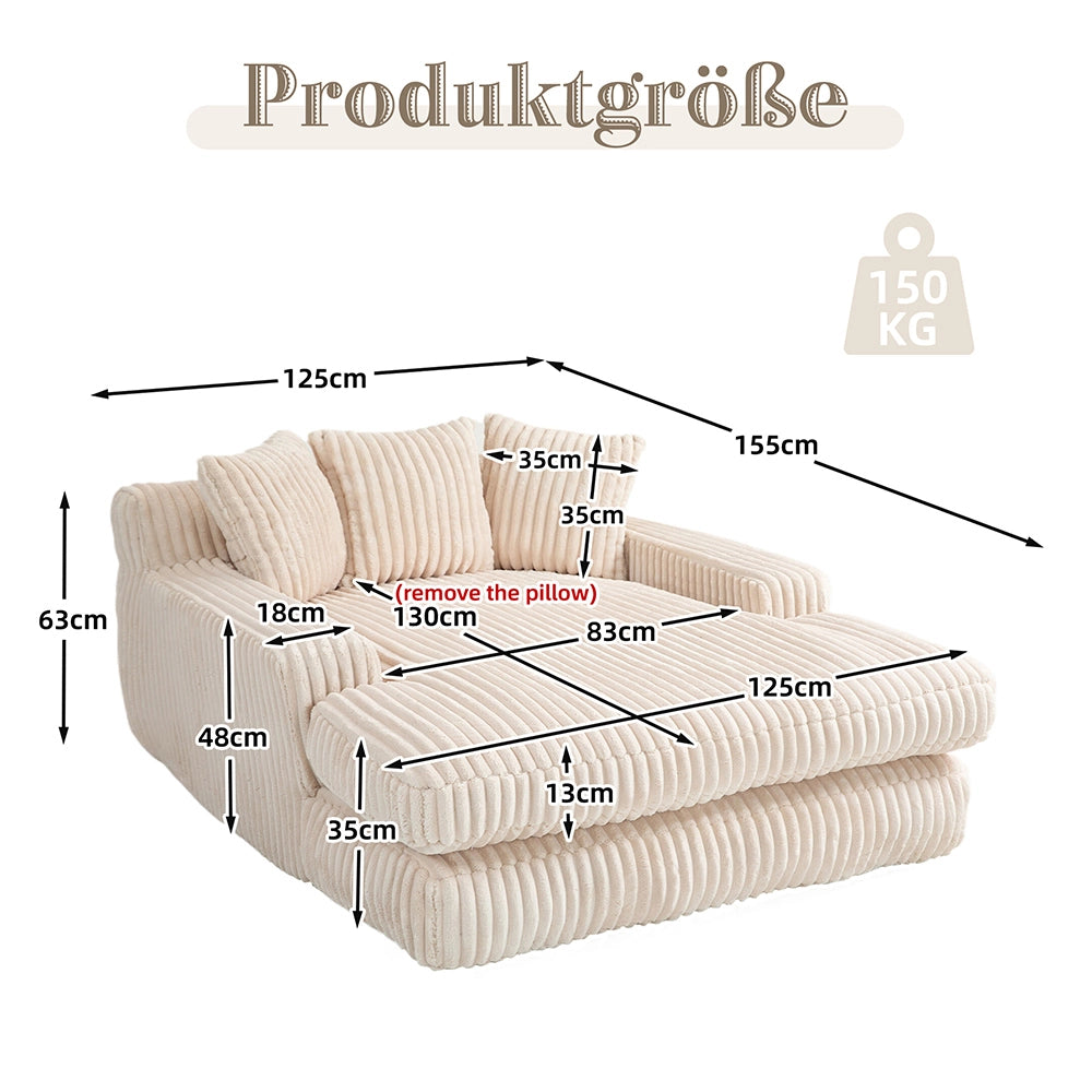 Cloud couch - Xylo - Velluto coste 3 cuscini beige