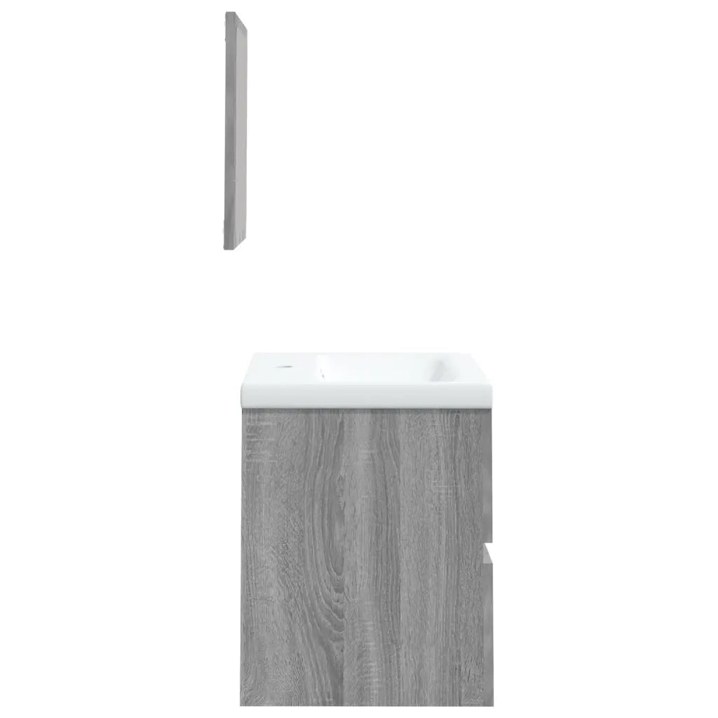 Mobile da Bagno con Lavabo e Specchio Grigio Sonoma
