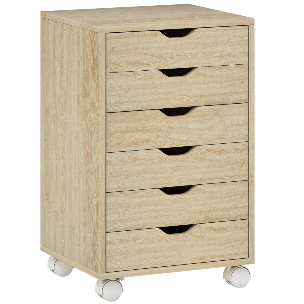 Cassettiera con Ruote ¨C Minimal ¨C Roble 6 Cassetti