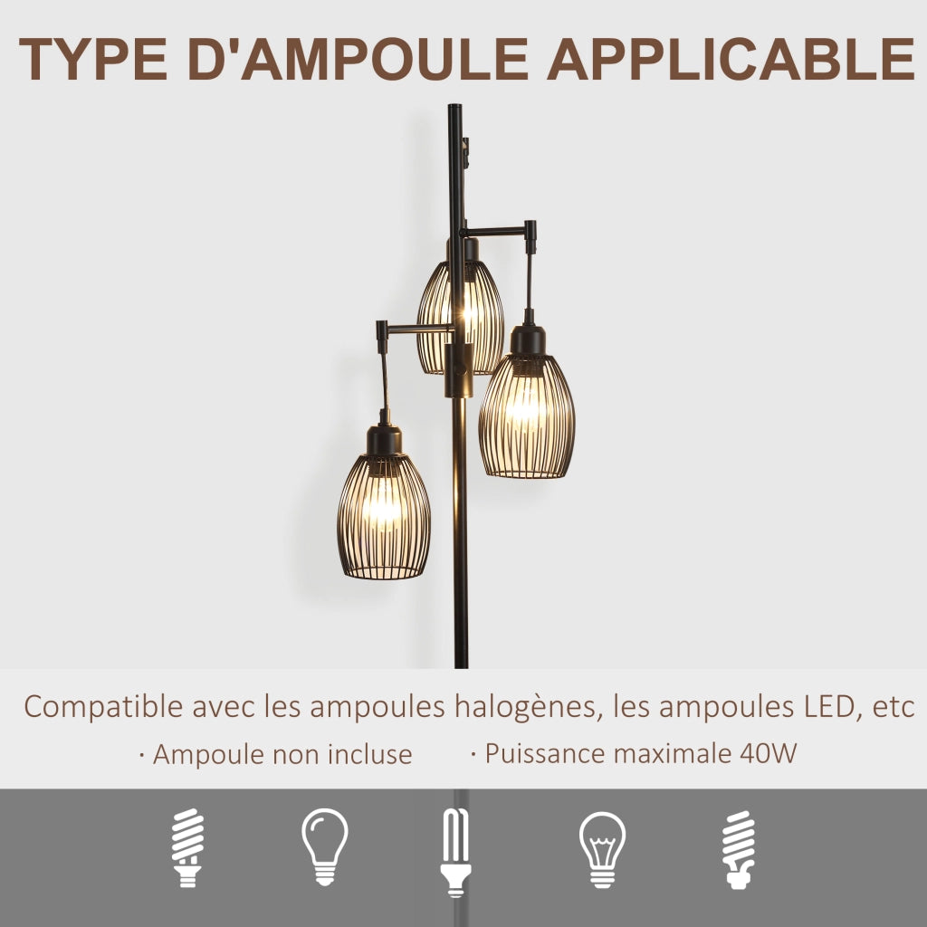 Lampada da Terra Industriale ¨C Zephmum ¨C Nero, Metallo, Regolabile