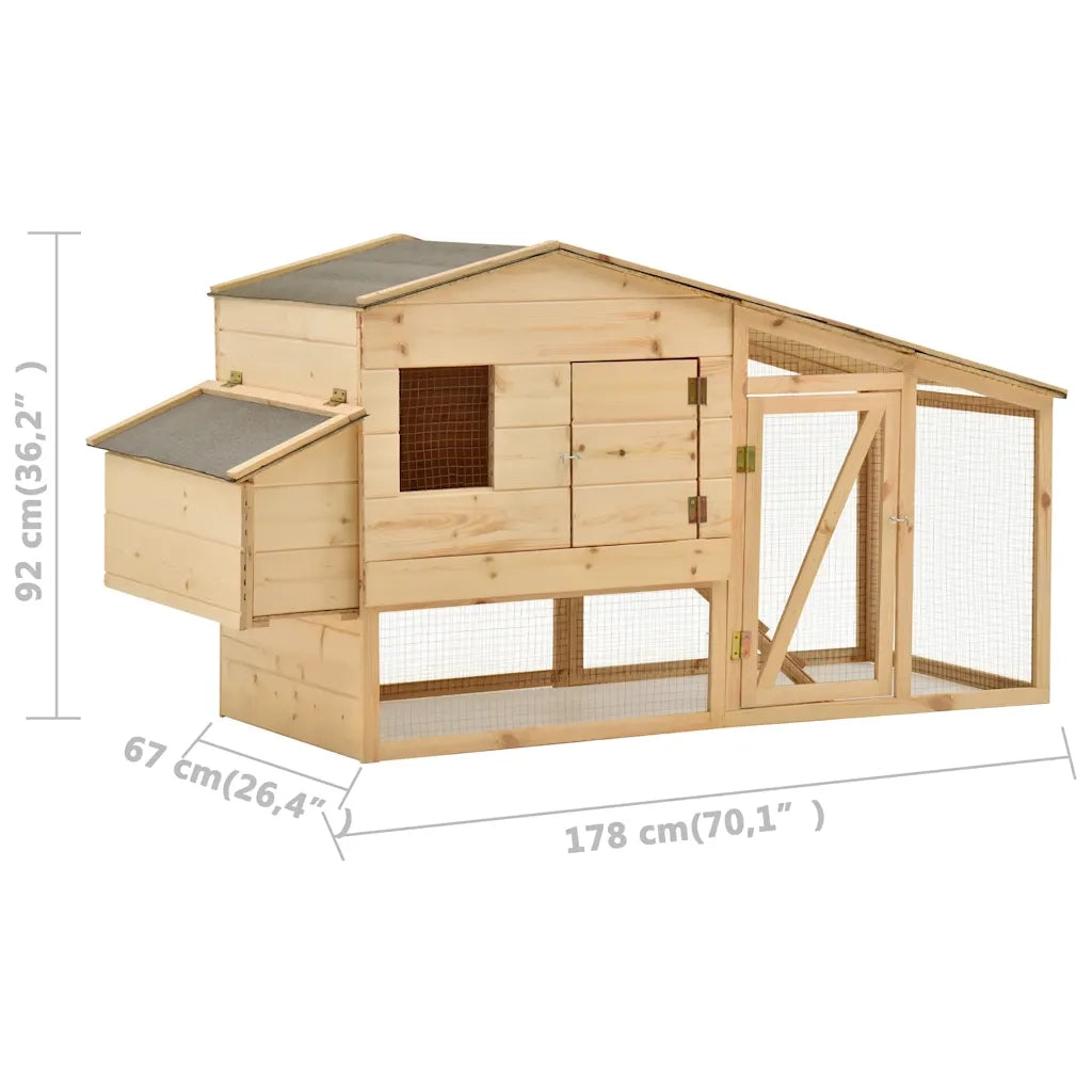 Pollaio in Legno Massello di Pino 178x67x92 cm   cod mxl 53802