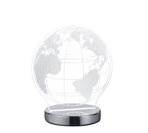 Lampada Tavolo Abat Jour Mondo Vetro Trasparente H 20 cm Globo GD Trio