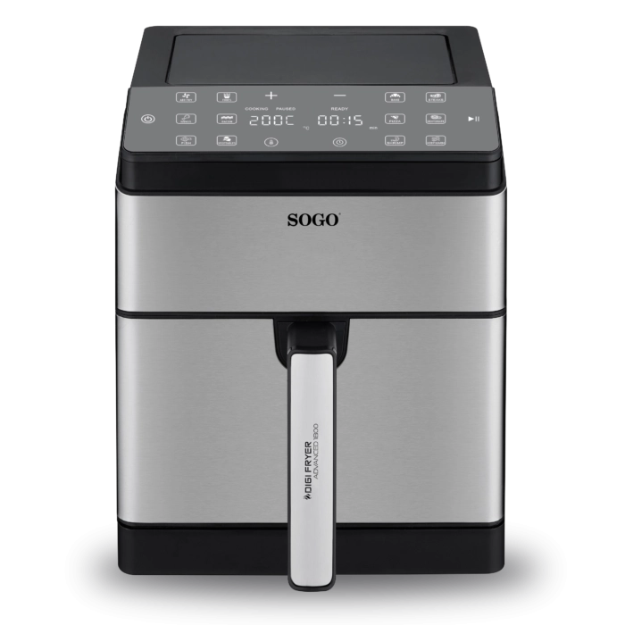 Friggitrice ad aria 8L 1800W con 12 programmi, doppia resistenza e controllo touch temperatura 80-200°C - Sogo