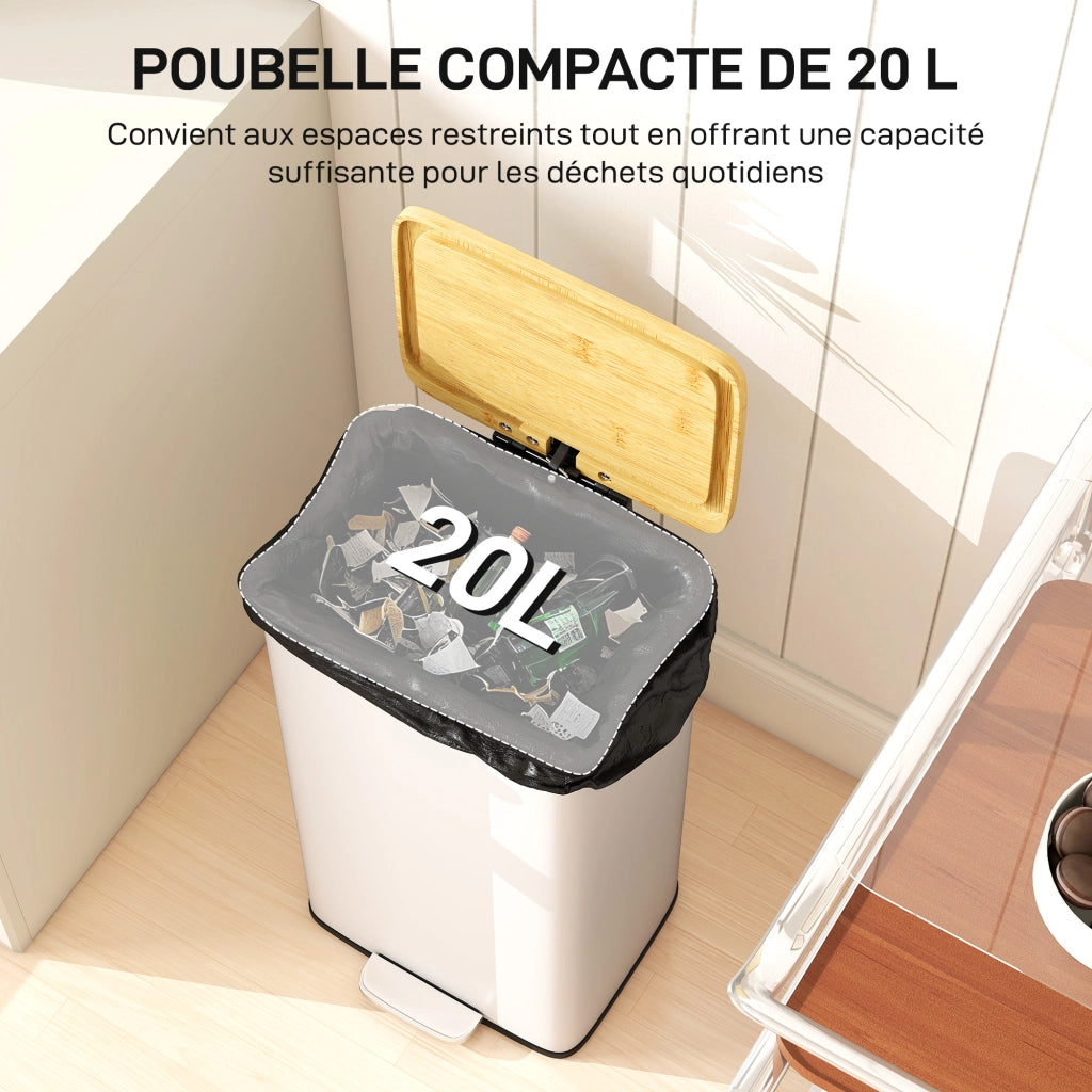 Cestino per Rifiuti 20L con Pedale ¨C Xylo ¨C Bianco
