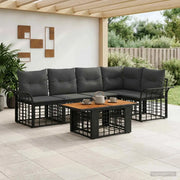 Set Divano da Giardino 6 pz Nero e Grigio scuro polyrattan 3437977