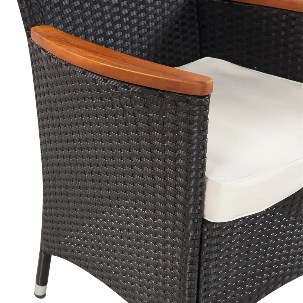 Set da Pranzo da Giardino 5 pz con Cuscini in Polyrattan Nero 41307