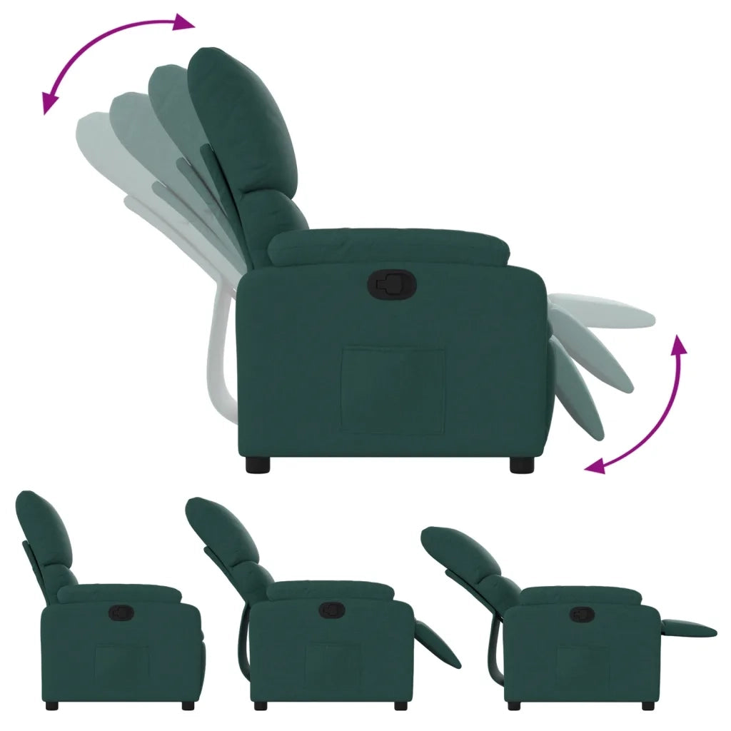 Poltrona Reclinabile in Tessuto Verde Scuro 373416