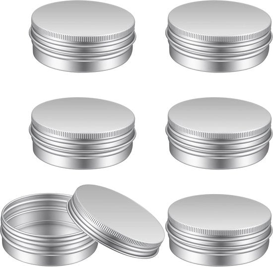 Bottiglie in Alluminio Ronde 60 ml - 6 pezzi - Leggere - Sostenibili - Dimensioni compatte 6,8 x 2,5 cm - Contenitori di conservazione