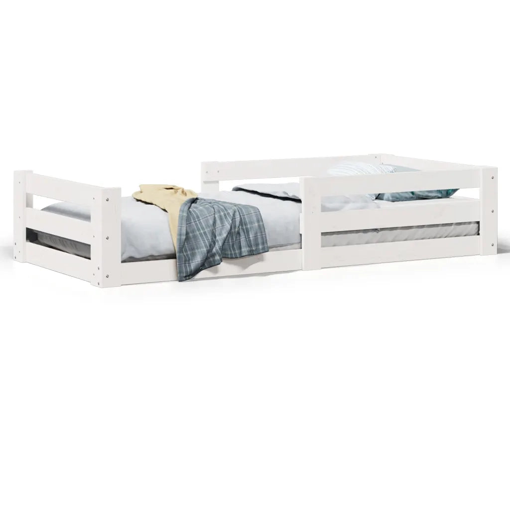 Letto senza Materasso-Struttura Letto Bianco 75x190 in Legno Massello di Pino 578259