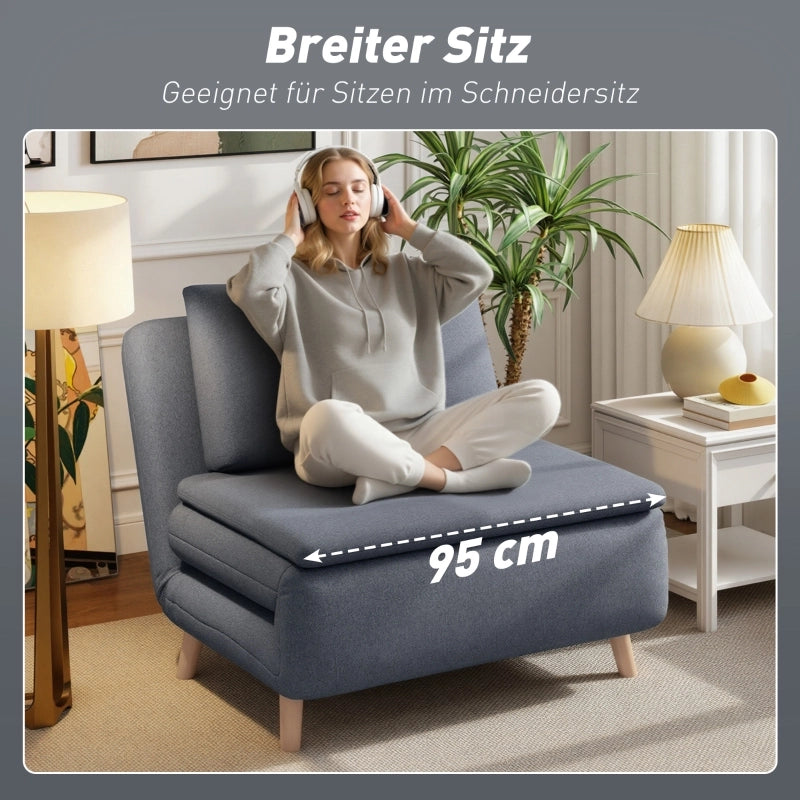 Poltrona letto 3 in 1 convertibile con schienale regolabile, grigio