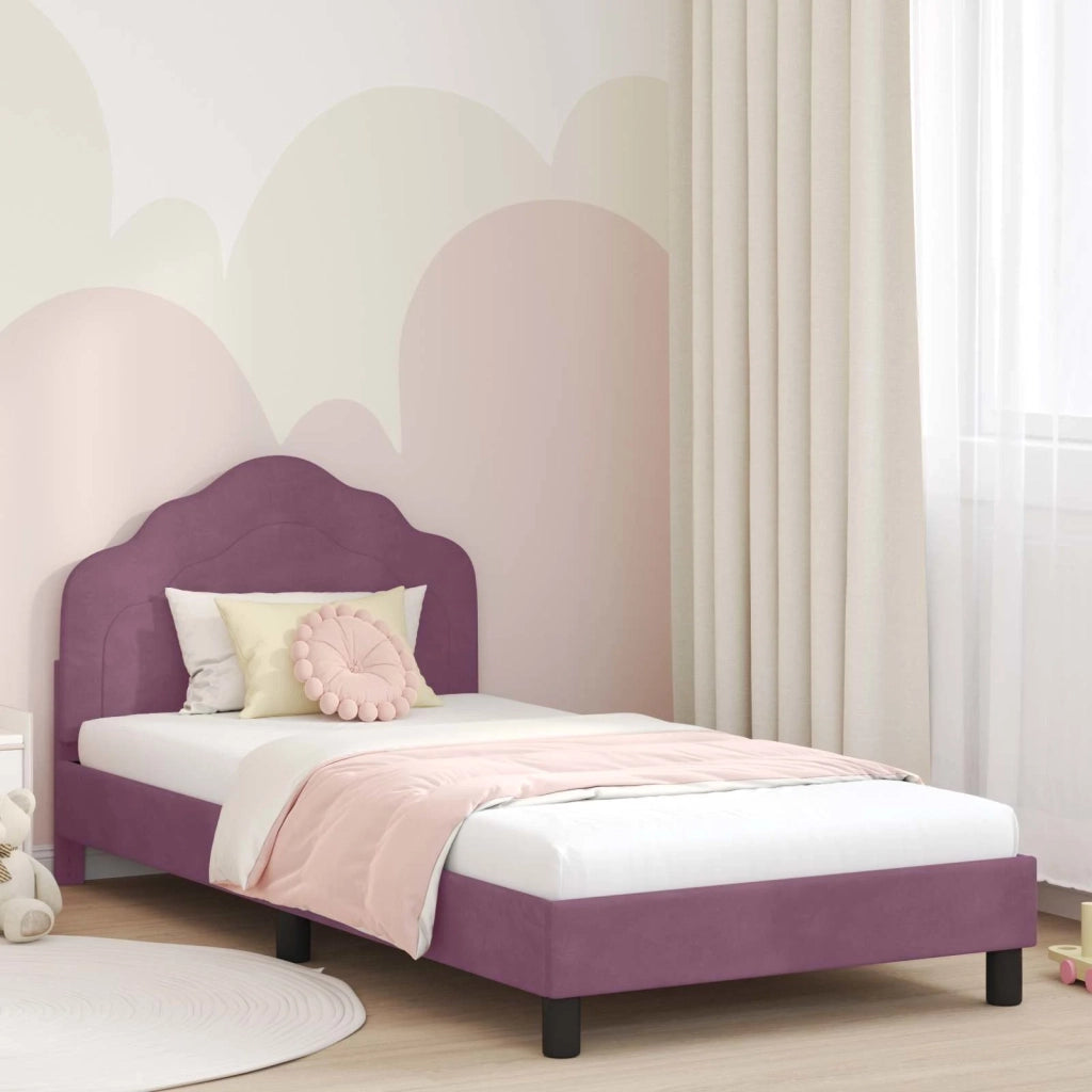 Struttura letto bambini con testata Viola 90 x 200 cm Velluto