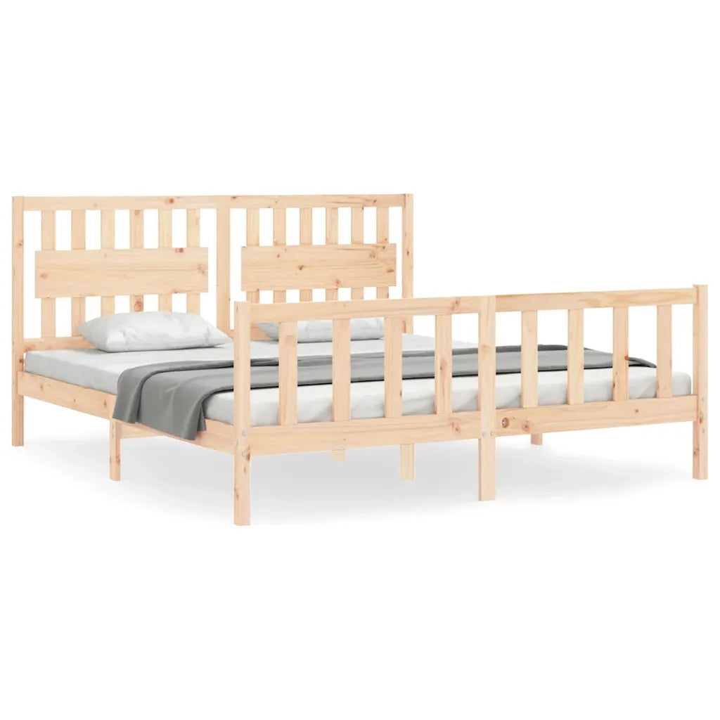 Letto matrimoniale | Letto per adulti | Giroletto con Testiera Super King Size in Legno Massello