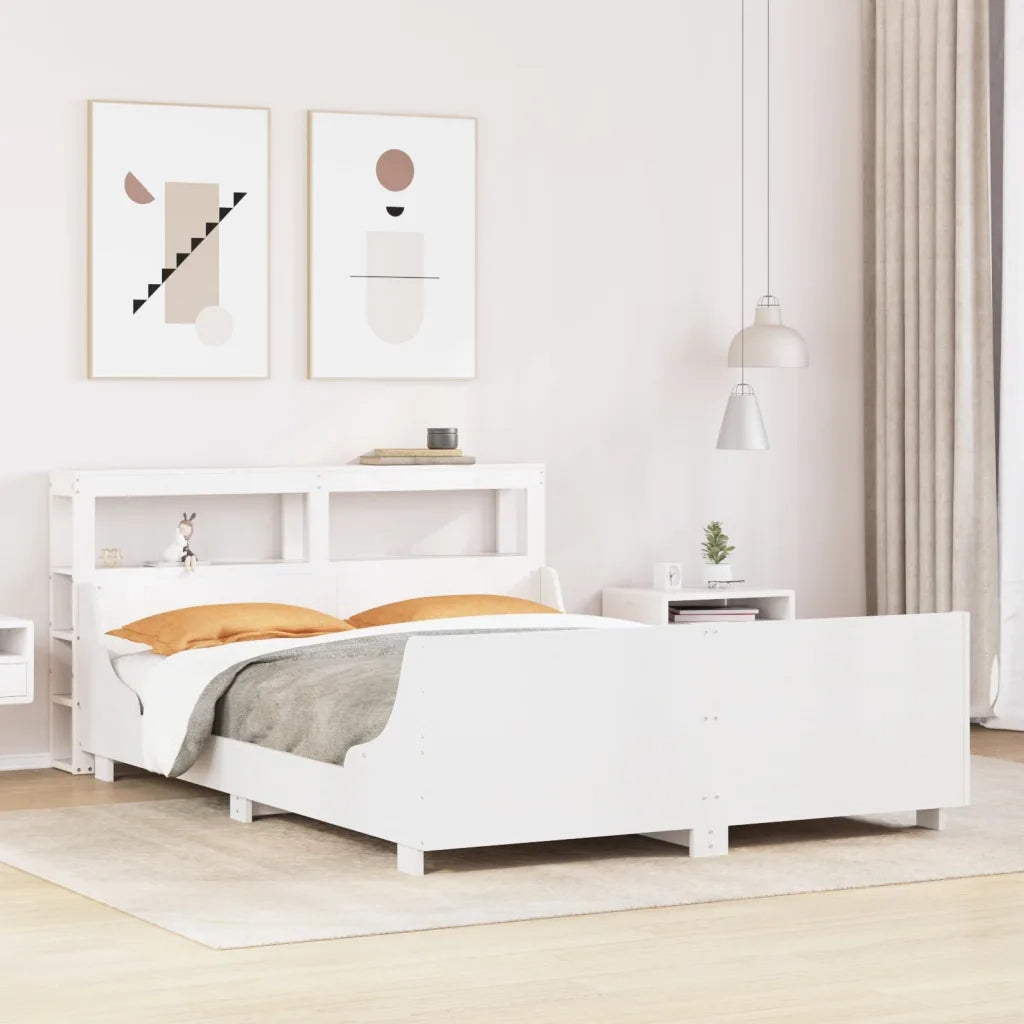Letto senza Materasso-Struttura Letto Bianco 120x200 cm Legno Massello di Pino 167240