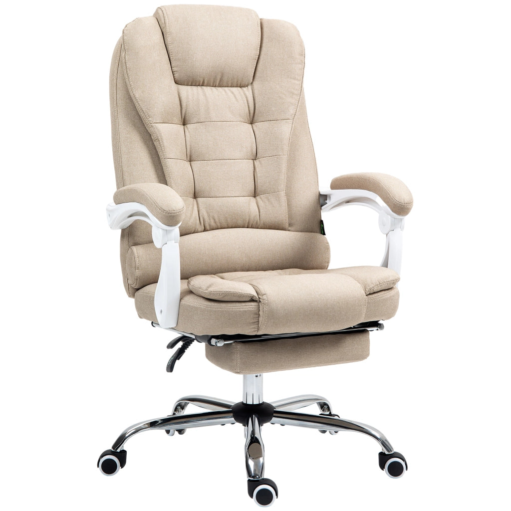 Poltrona da ufficio reclinabile con poggiapiedi e braccioli ¨C zephmum ¨C beige