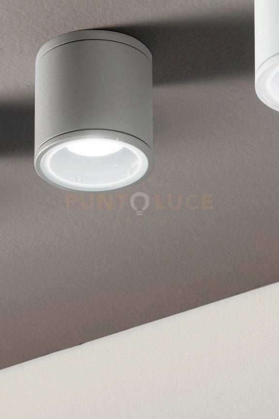 PLAFONIERA PER ESTERNI JUBO 1 LUCE ATTACCO GU10 SILVER D.9CM