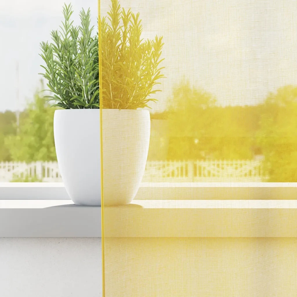 Tende in Voile con Passanti 2 pz Giallo 140x175 cm