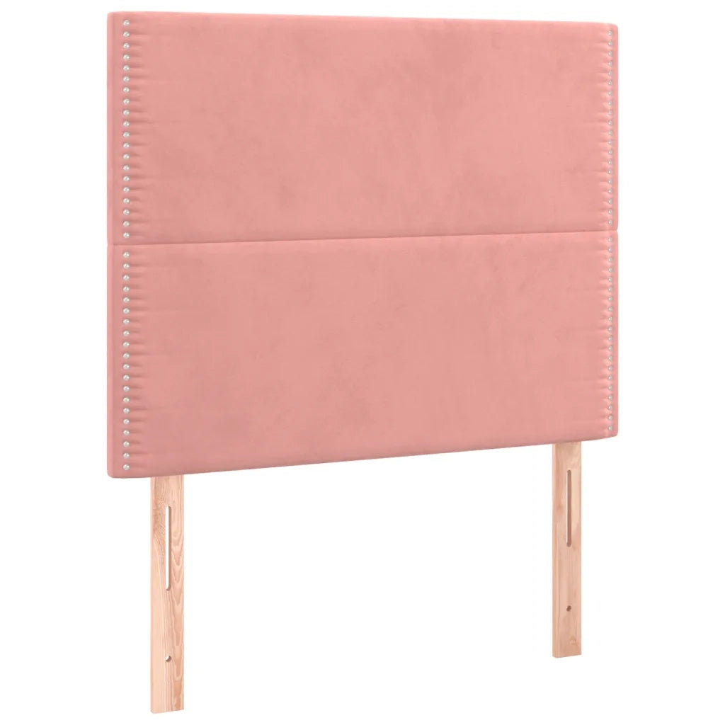 Letto a Molle con Materasso e LED Rosa 90x190 cm in Velluto 3136040