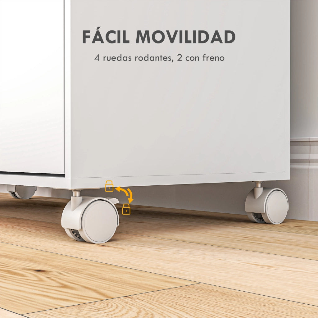 Mobile da stiro con ruote e appendiabiti ¨C Minimal ¨C 127x42,5x99 cm bianco