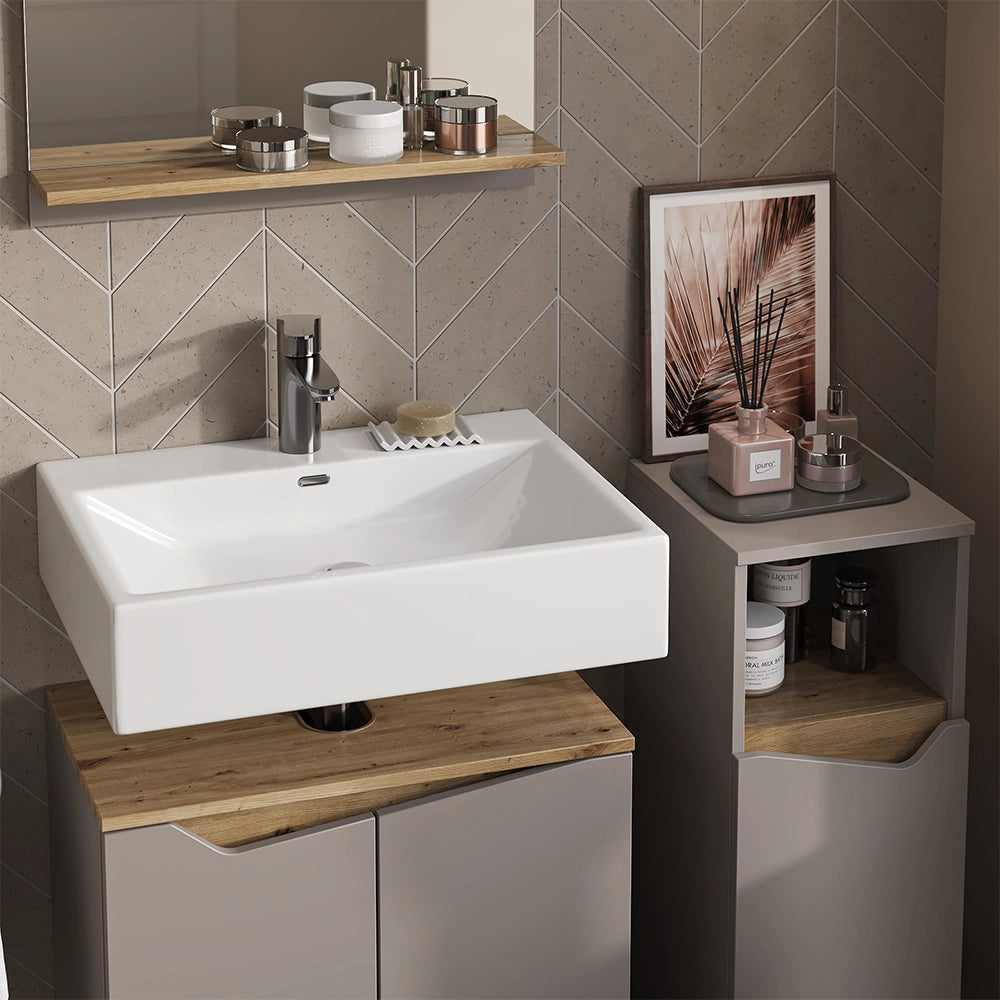 Vicco Mobiletto Grigio 3 pezzi, con cabinet midi