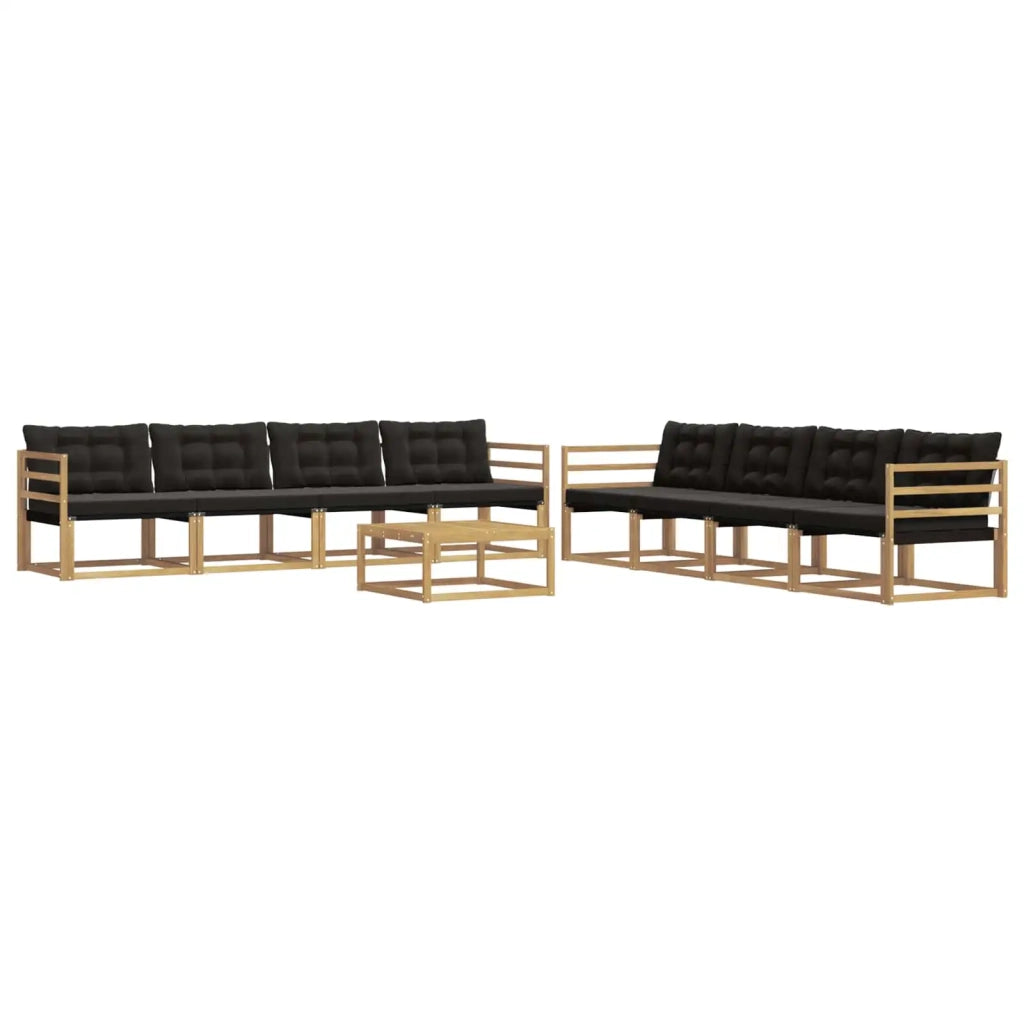 Set di divani da esterno 9 pz Bianco e Nero 3388530