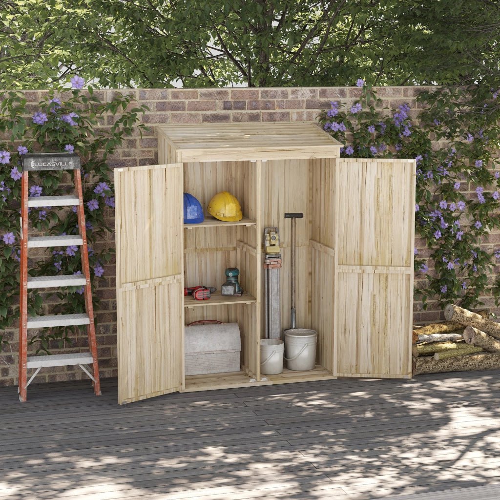 Armadio da giardino ¨C Minimal ¨C legno 2 ante 2 ripiani 120x57x183 cm