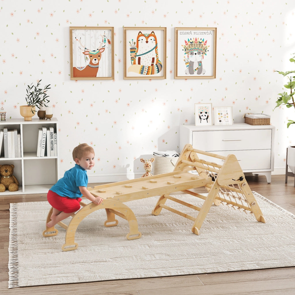 Gioco di arrampicata in legno per bambini con scivolo e scala ¨C Minimal ¨C naturale