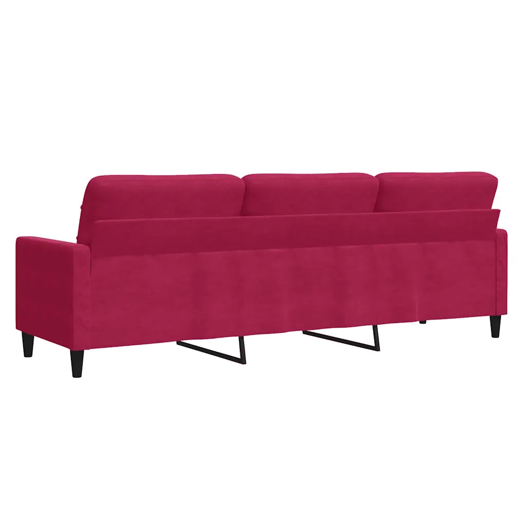 Divano a 3 Posti-Sofa 3 Posti Rosso Vino 210 cm in Velluto