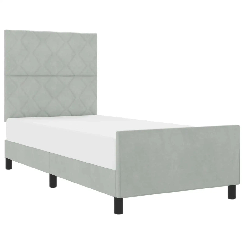 Letto a molle con testiera Grigio chiaro 90 x 190 cm Velluto