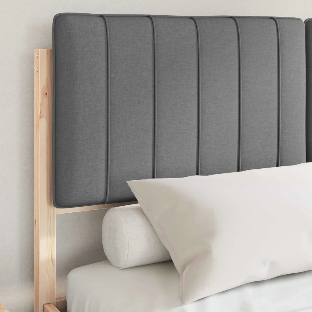 Letto con Testiera Rivestita-Struttura Letto con Testiera Grigio scuro 135 x 190 cm 127115