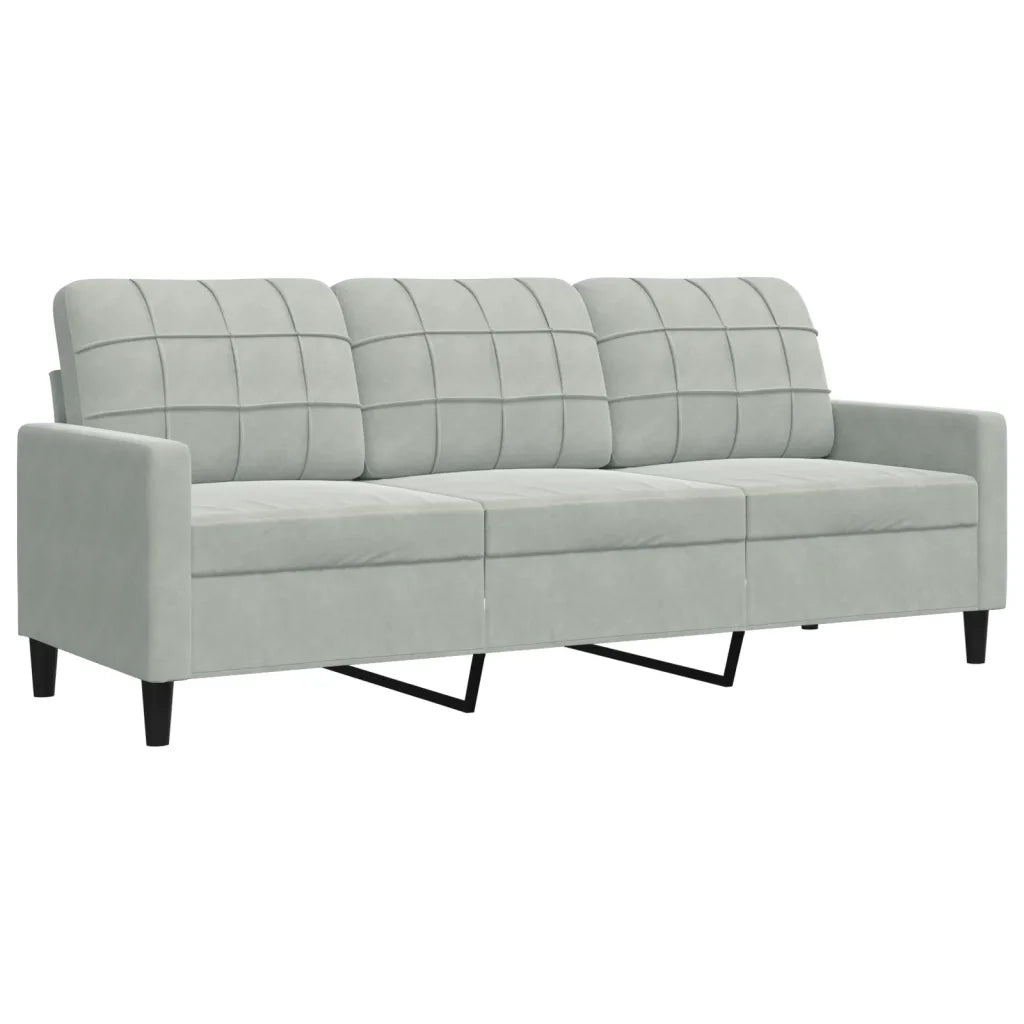 Divano a 3 Posti-Sofa 3 Posti Grigio Chiaro 180 cm in Velluto 138591