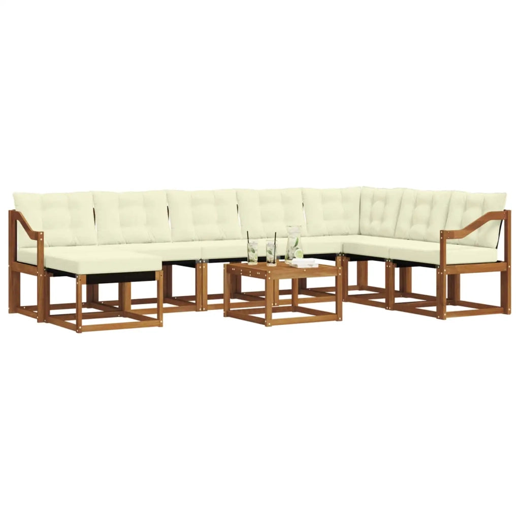 Set di divani da esterno con cuscino 9 pcs Naturale e Crema 3368985