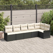 Set Divano da Giardino con cuscino 6 pcs Nero polyrattan