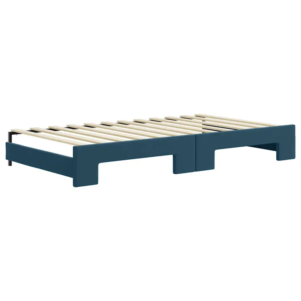 Divano Letto Estraibile con Cassetti Blu 100x200 cm in Velluto 3196983