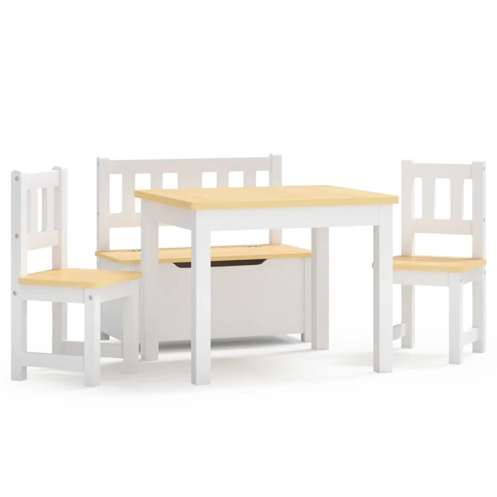 Set Tavolo e Sedie per Bambini 4 Pezzi Bianco e Beige in MDF CFW1184393