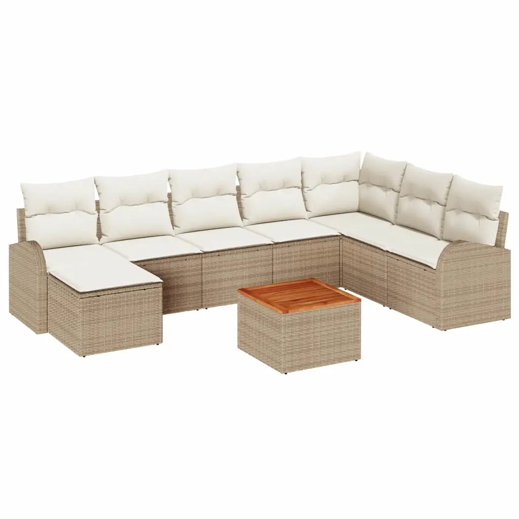 Set Divano da Giardino con cuscino 9 pcs Beige polyrattan 3347617