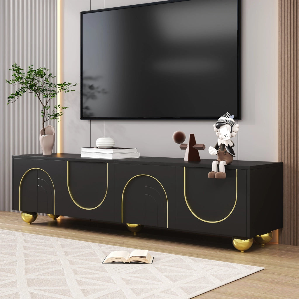 Cassettiera TV nera in truciolato; lunghezza 170 cm