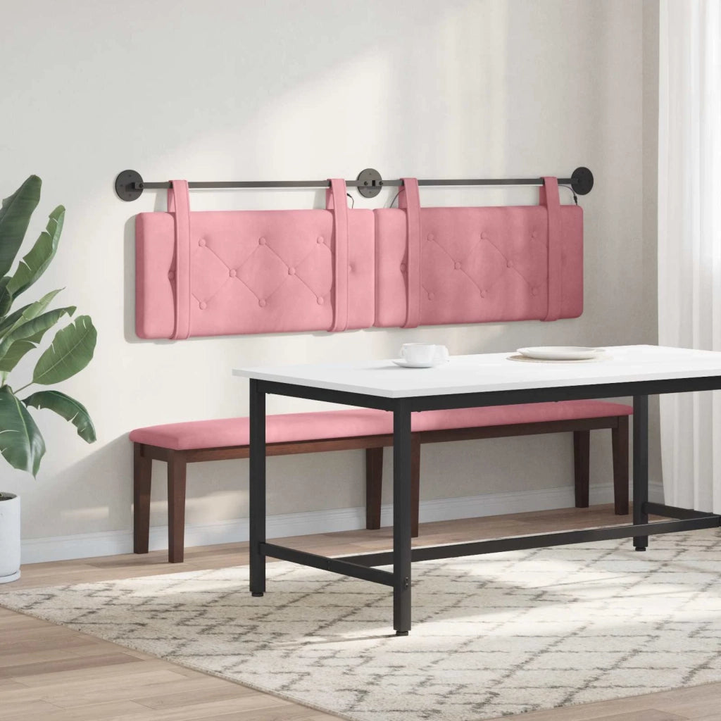 Testiera | Testata sospesa Con luce LED Rosa Velluto