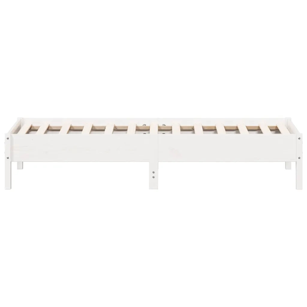 Letto senza Materasso-Struttura Letto Bianco 75x190 in Legno Massello di Pino 805391