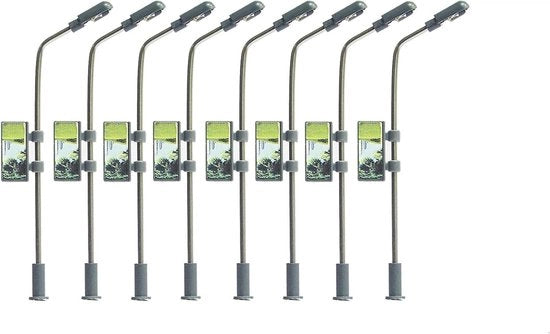 Lampione per Ferrovia a Scala HO OO con 8 pezzi, luce LED, illuminazione singola, luce stradale per ferrovie modello