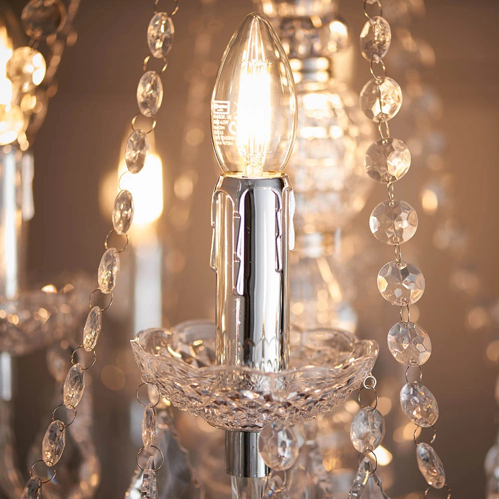 Lampadario glamour acrilico trasparente 12xE14 Endon
