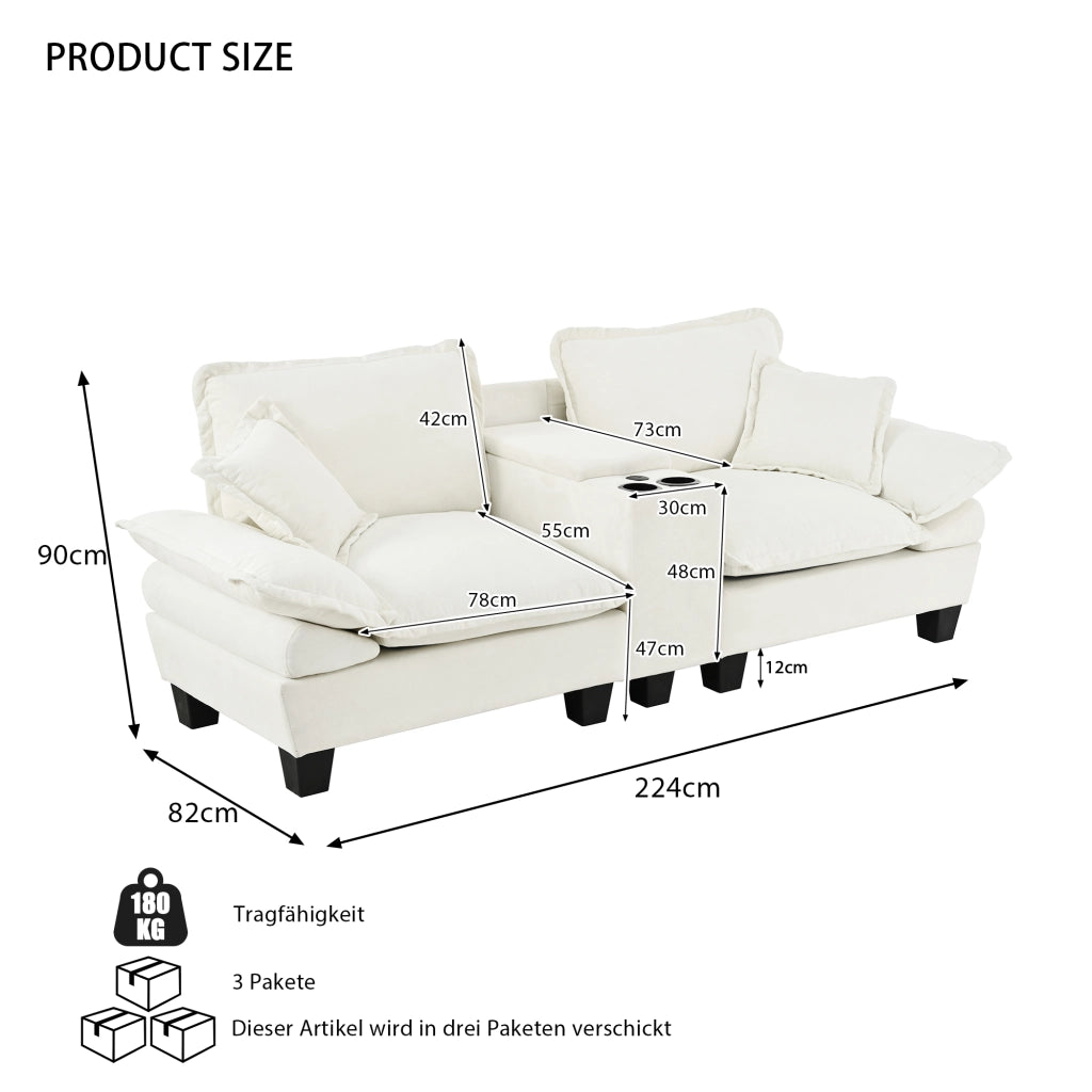 Divano Modulare Angolare con Contenitore e Cuscini ¨C MINIMAL ¨C Chenille Beige