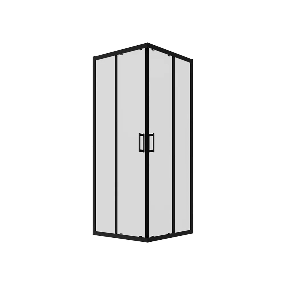 Box doccia 70x70 cm angolare doppio scorrevole profili neri vetro trasparente | Java