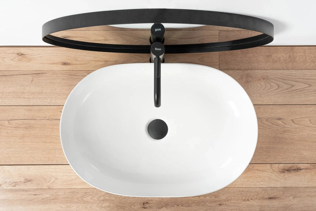 Lavabo Da Appoggio In Ceramica Cleo White-rea