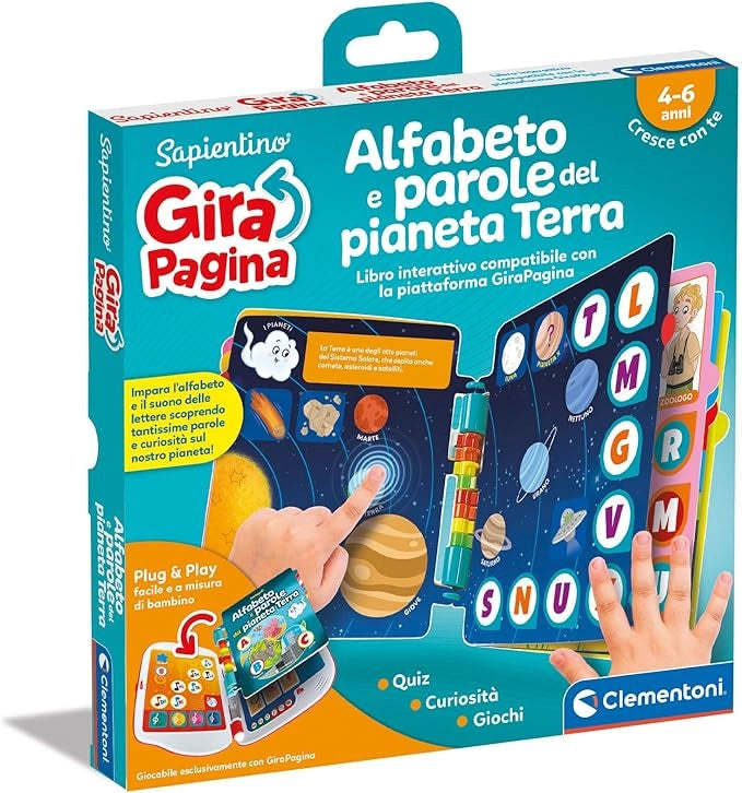 Sapientino - Girapagina, L`Alfabeto del Pianeta Terra - Libro Educativo Ed Interattivo per Stimolare L`Interesse alla Le