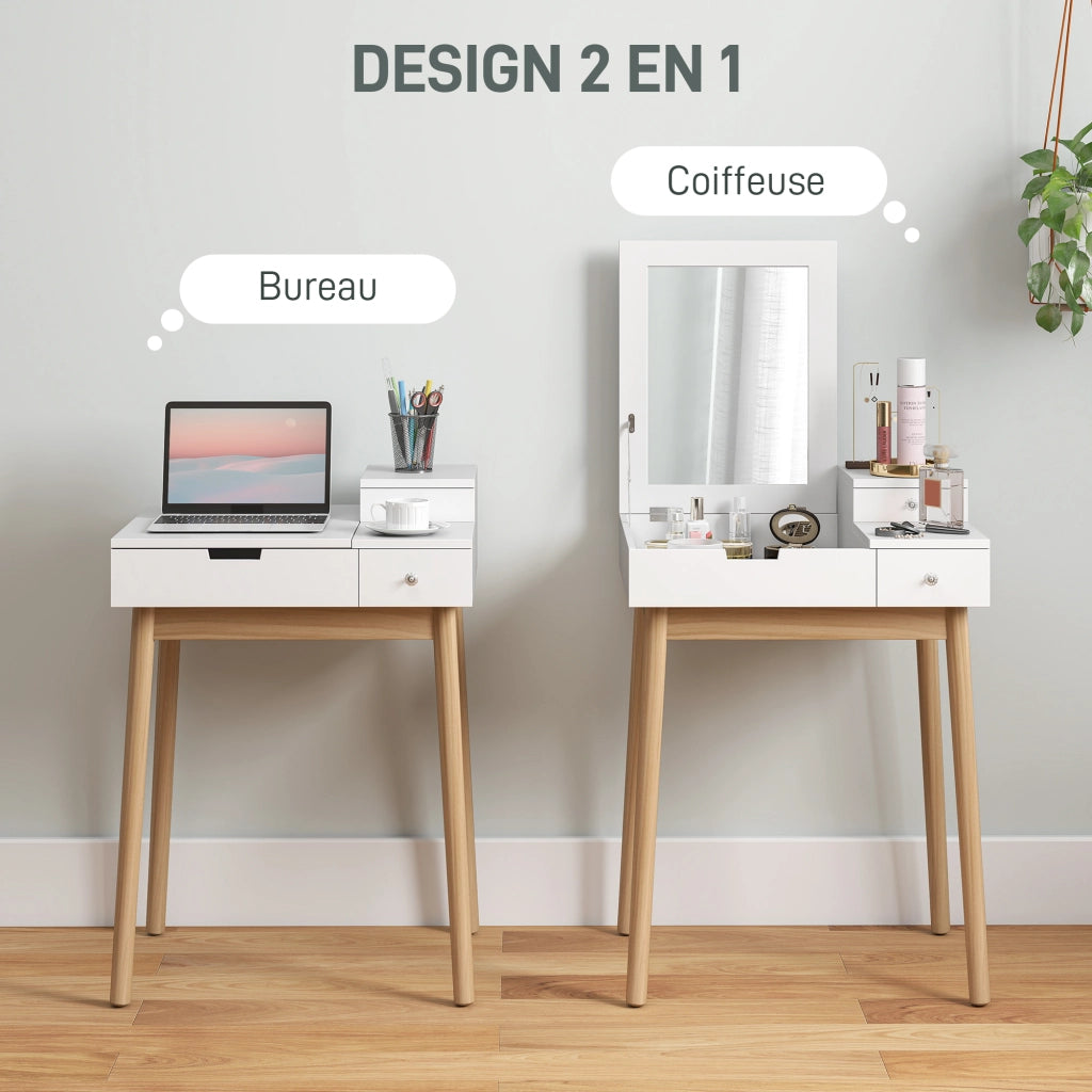 Scrivania da trucco con specchio ¨C Minimal ¨C 60x50x85,5 cm bianco