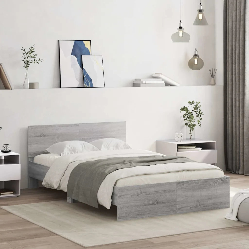 Giroletto con Testiera e LED Grigio Sonoma 140x200 cm 3207614
