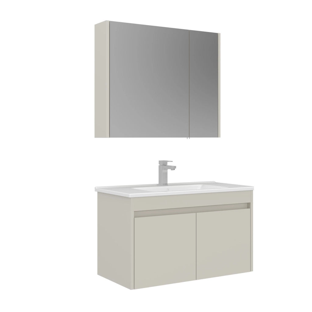 Set mobile lavabo con specchio (2 pezzi) "Arno 85" - 85 x 45 x 52 cm - Cashmere