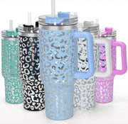 Tazze a Tumblers da 40 oz con Manubrio (Leopardo Blu...)