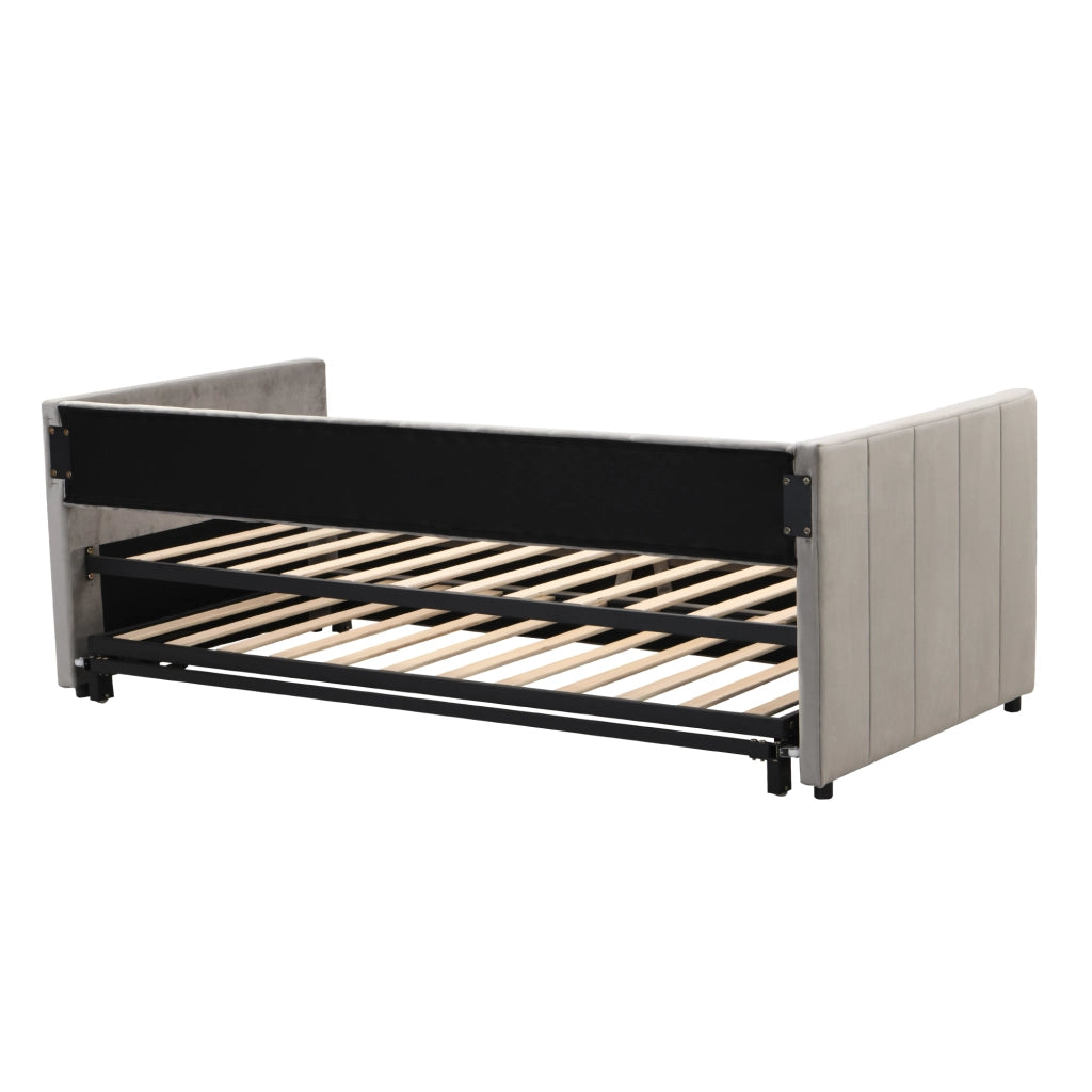 Letto poltrona estraibile in velluto grigio 180x200 cm