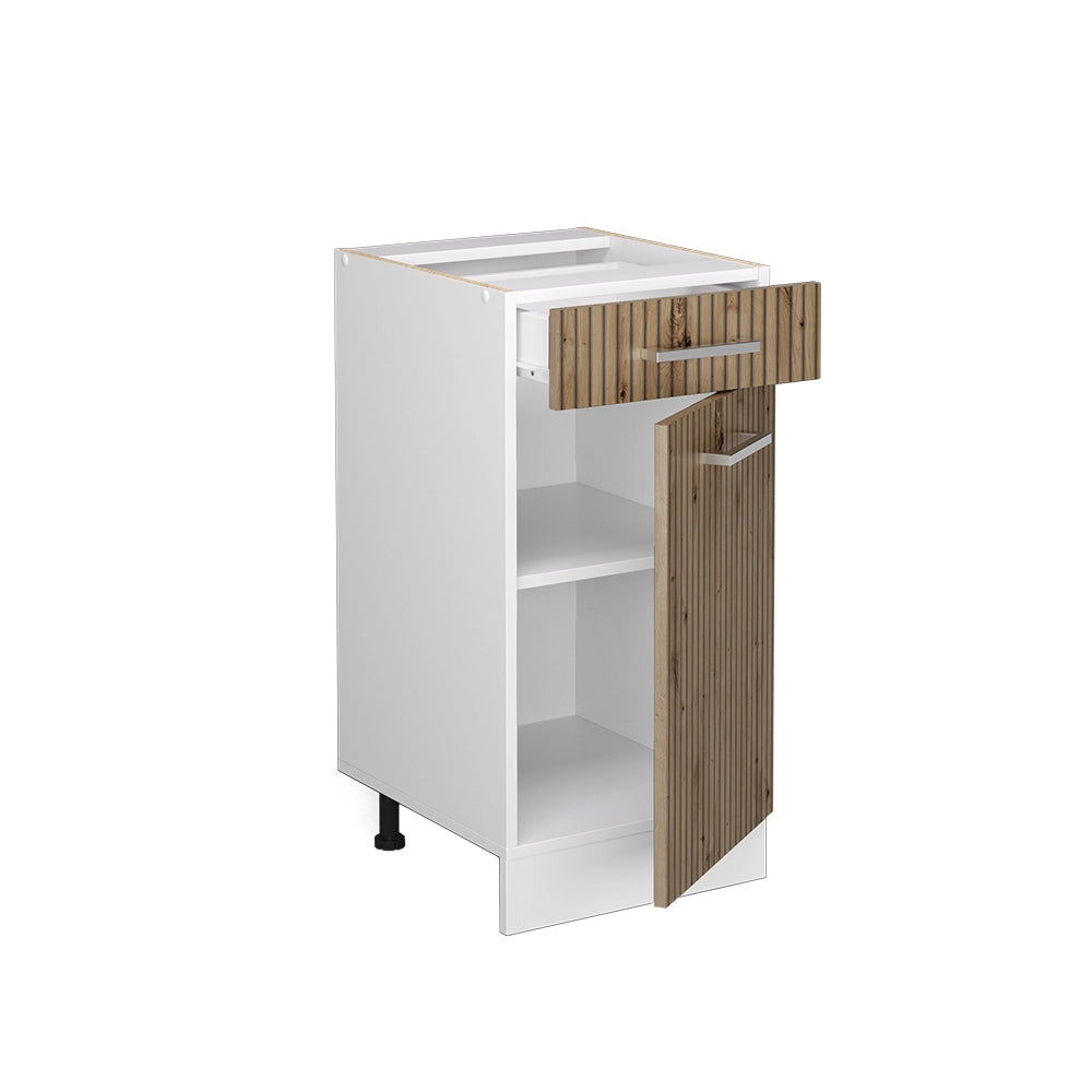 Mobiletto base per cucina R-Line Rovere artigianale/Bianco 40 cm, PL Antracite Vicco